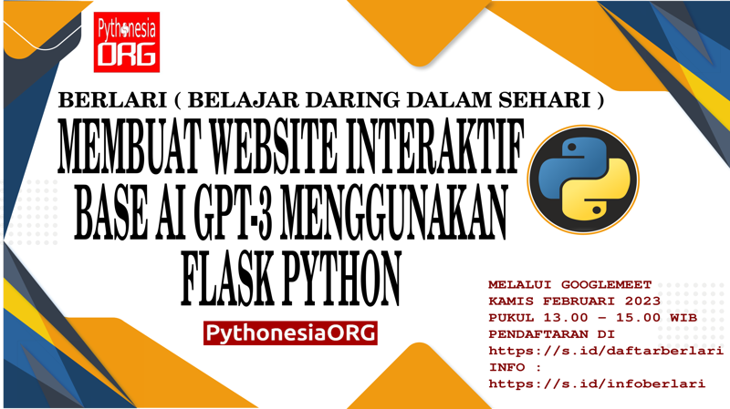BERLARI Sesi I : Membuat Website Interaktif Base AI GPT-3 Dengan Flask Python